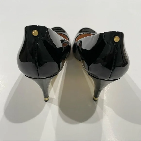 Ted Baker London Glossy Black Heels with Gold Detail - Picture 7 of 11